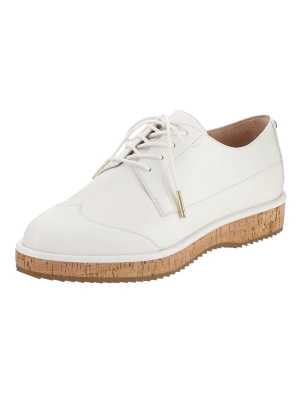 new Michael Kors ❁ Zane Leather Wingtip Cork Platform Espadrilles ❁ Optic White - Picture 14 of 16